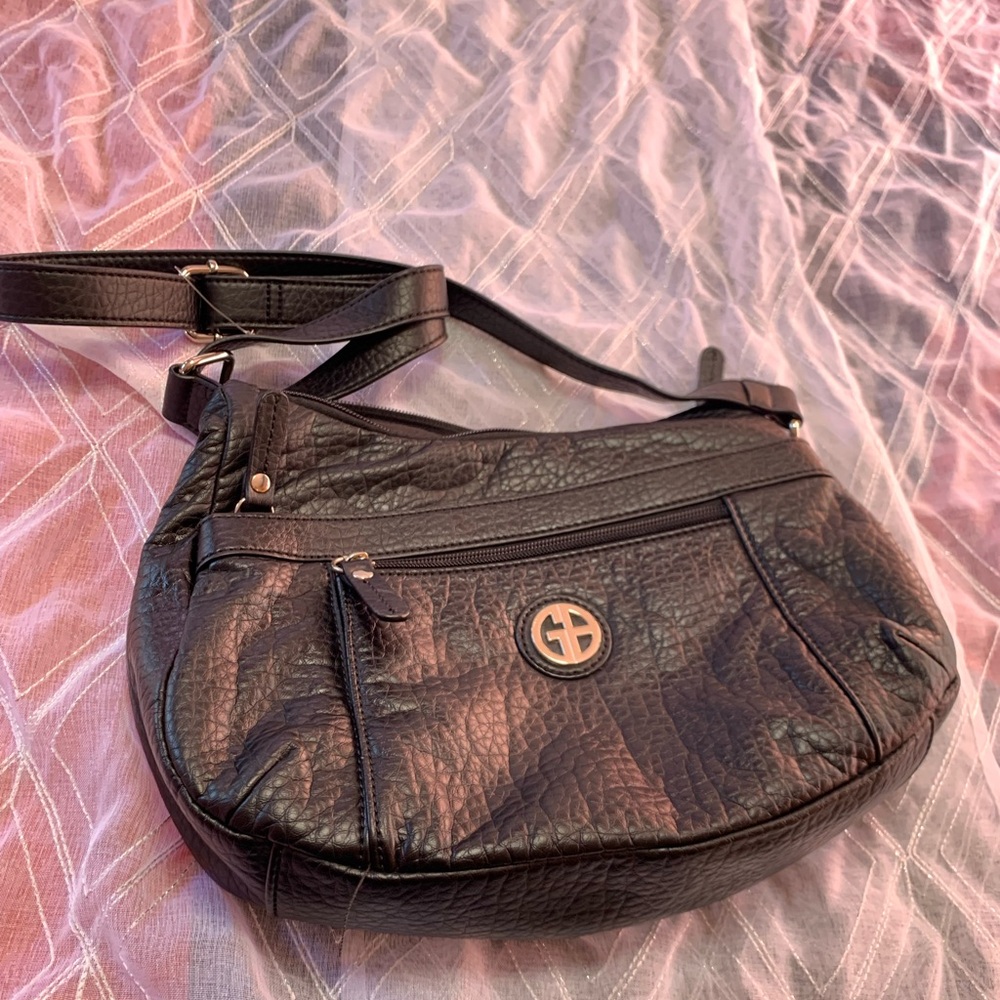 giani bernini pebbled faux leather womens hobo shoulder bag black vintage - Picture 6 of 7